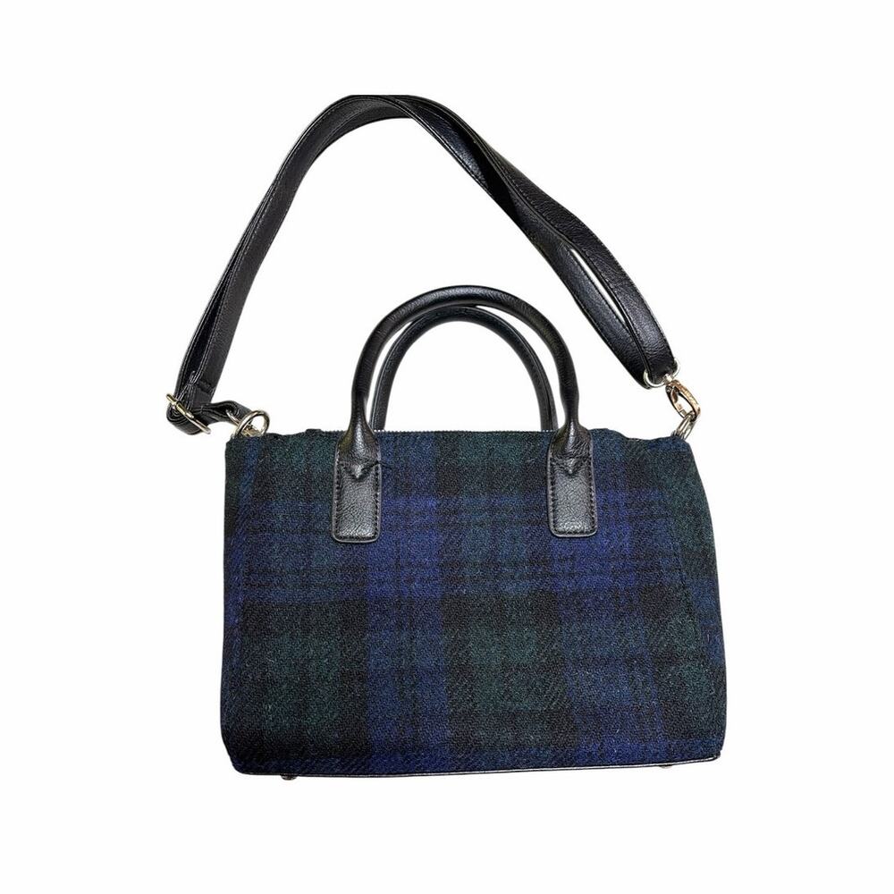 Harris Tweed Glen Appin Black Watch Plaid Brora Small Tote Bag Shoulder Strap - Picture 2 of 16
